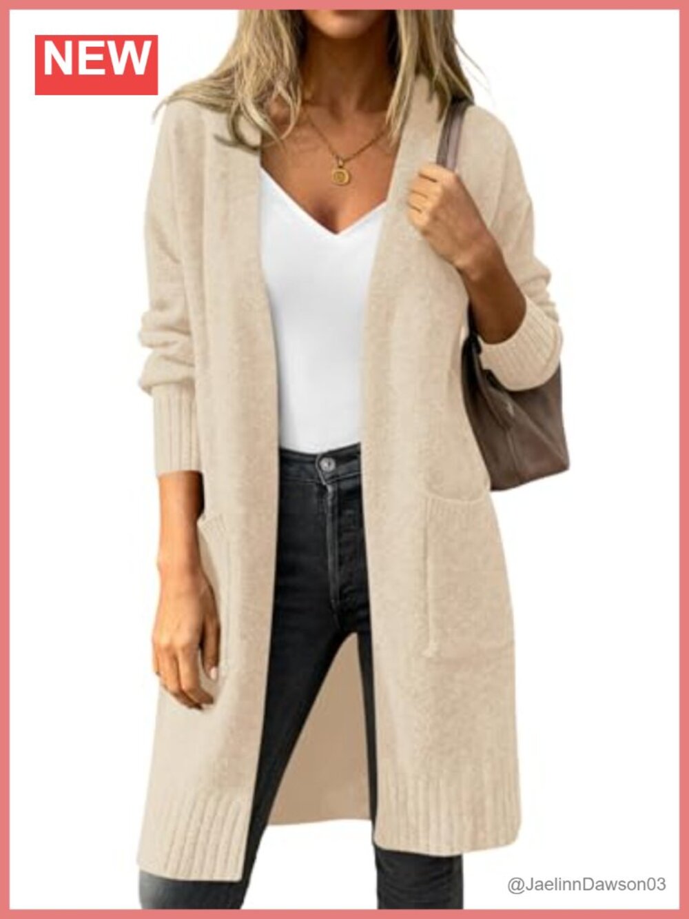 Women's Oversized Open Front Long Knit Cardigan with Pockets